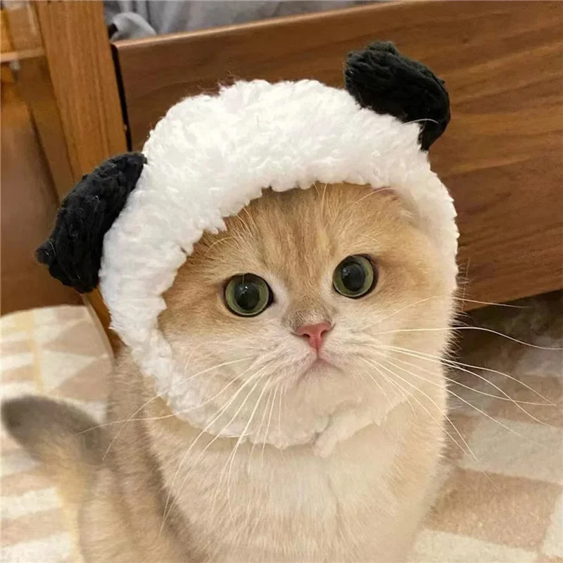 Lustige Pandamütze für Haustiere, warme Mütze, Silvesterparty, Weihnachts-Cosplay-Zubehör, Foto-Requisiten, Kopfbedeckung für Hund und Katze, Neujahr