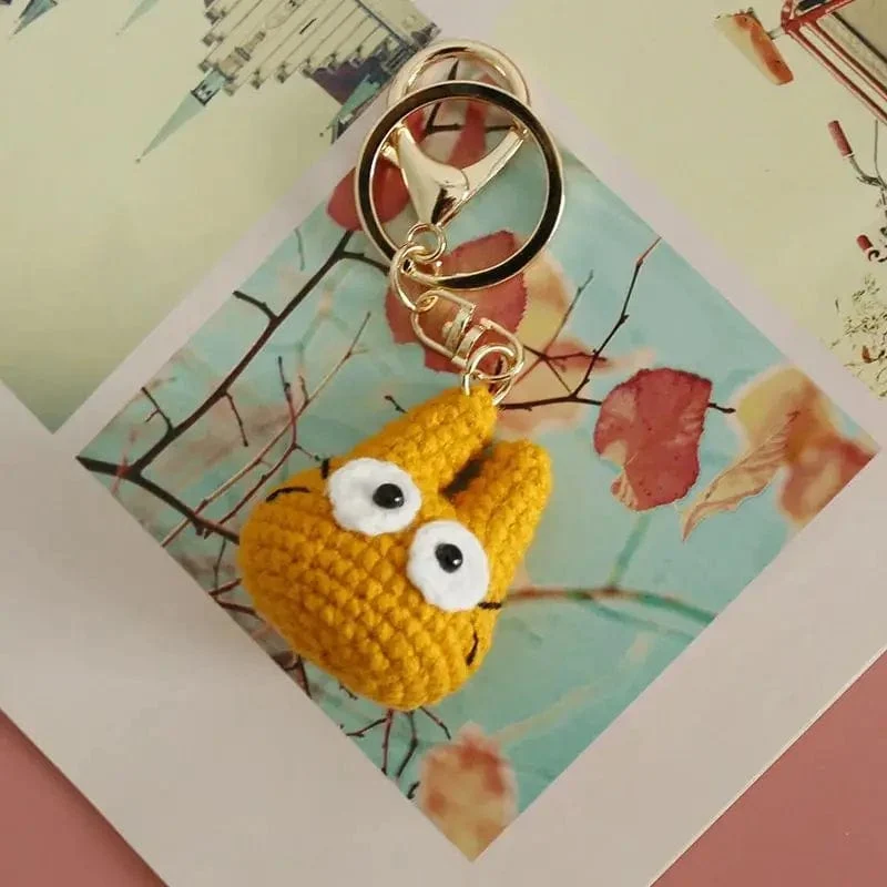 Süße Katze Häkeln Schlüsselanhänger Stricken Cartoon Katze Puppe Schlüsselanhänger für Autoschlüssel Kawaii Kleine Katze Gestrickte Schlüsselanhänger Für Tasche Anhänger Neu