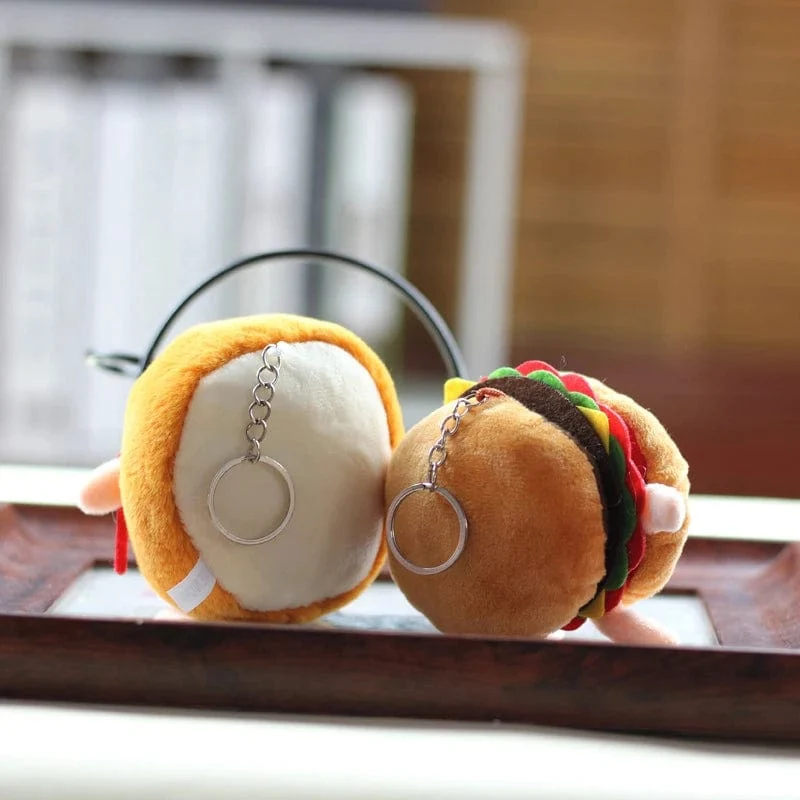 Hamburg Hot Dog Pommes Brot Drumsticks Plüsch Anhänger Schlüsselanhänger Kreative Cartoon Tasche Dekoration Auto Schlüssel Zubehör Für Mädchen Geschenk