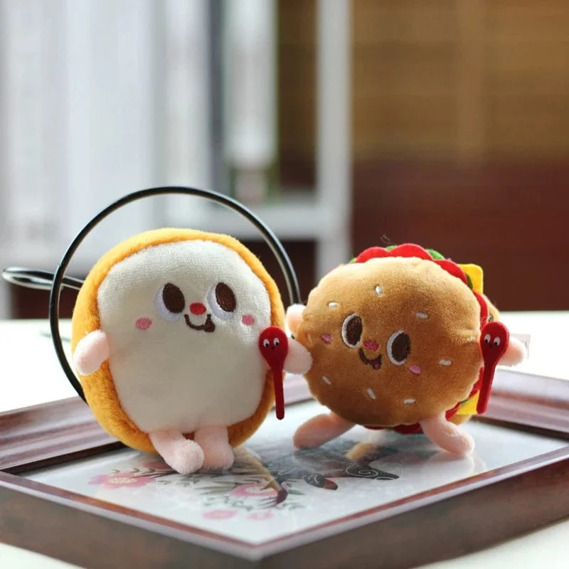 Hamburg Hot Dog Pommes Brot Drumsticks Plüsch Anhänger Schlüsselanhänger Kreative Cartoon Tasche Dekoration Auto Schlüssel Zubehör Für Mädchen Geschenk