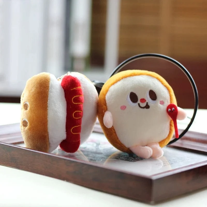Hamburg Hot Dog Pommes Brot Drumsticks Plüsch Anhänger Schlüsselanhänger Kreative Cartoon Tasche Dekoration Auto Schlüssel Zubehör Für Mädchen Geschenk