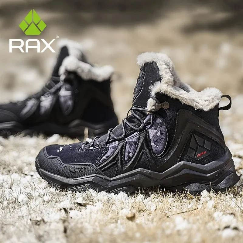 RAX Wasserdichte Wanderschuhe Herren Winter Outdoor Turnschuhe für Männer Schneestiefel Plüsch Berg Schneestiefel Outdoor Tourismus Joggingschuh