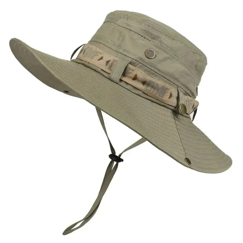 Sommer-Fischerhut für Herren, UV-Schutz, breite Krempe, Panamahut, Safari, Jagd, Wandern, Netz, Fischerhut, Strand, Sonnenschutzkappe