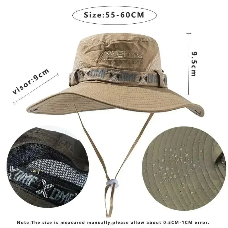 Sommer-Fischerhut für Herren, UV-Schutz, breite Krempe, Panamahut, Safari, Jagd, Wandern, Netz, Fischerhut, Strand, Sonnenschutzkappe