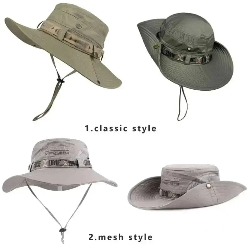 Sommer-Fischerhut für Herren, UV-Schutz, breite Krempe, Panamahut, Safari, Jagd, Wandern, Netz, Fischerhut, Strand, Sonnenschutzkappe