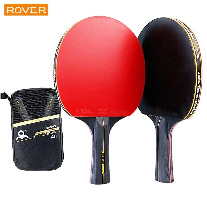 6 Star Tischtennisschläger 2-teilig Professionelles Ping-Pong-Schlägerset Noppen-in-Gummi Hochwertiges Schlägerpaddel mit Tasche