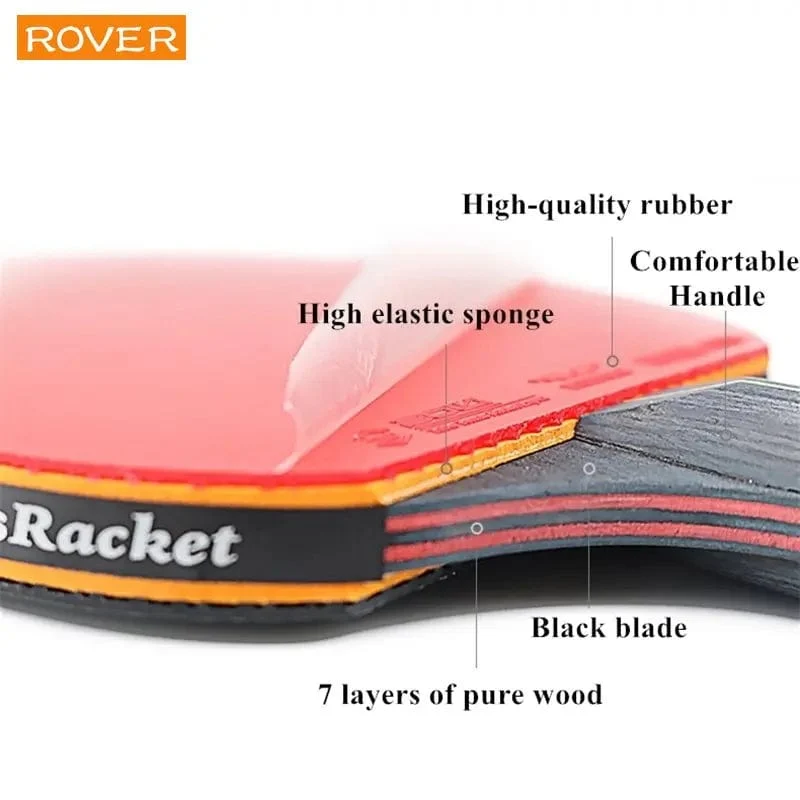 6 Star Tischtennisschläger 2-teilig Professionelles Ping-Pong-Schlägerset Noppen-in-Gummi Hochwertiges Schlägerpaddel mit Tasche