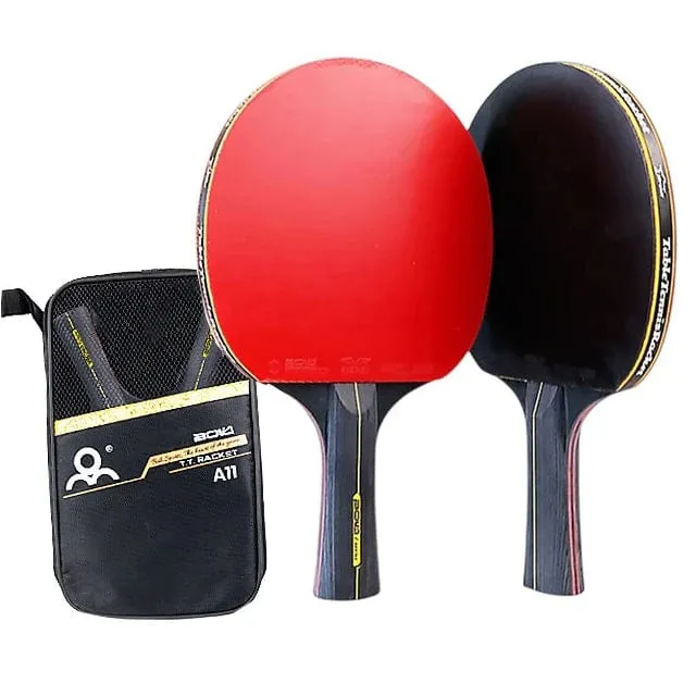 6 Star Tischtennisschläger 2-teilig Professionelles Ping-Pong-Schlägerset Noppen-in-Gummi Hochwertiges Schlägerpaddel mit Tasche