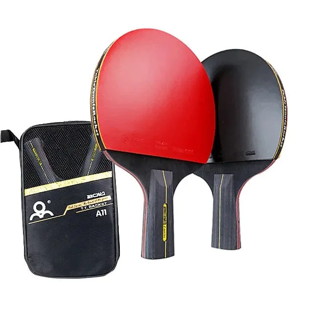 6 Star Tischtennisschläger 2-teilig Professionelles Ping-Pong-Schlägerset Noppen-in-Gummi Hochwertiges Schlägerpaddel mit Tasche