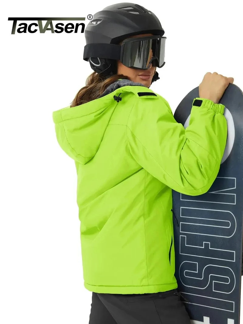 TACVASEN Winter Warme Jacken Damen Skijacke Stilvolle Camping Wandern Outdoor Abenteuer Snowboard Jacken Mäntel Windjacke
