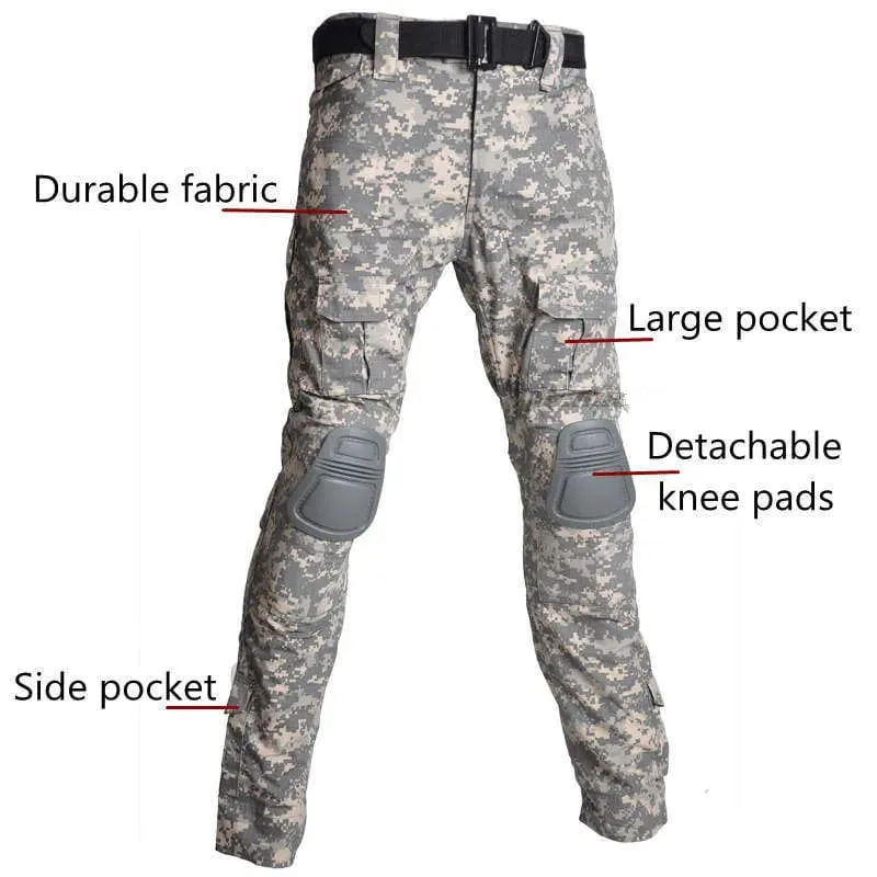 Multicam Camouflage Militärische Taktische Hosen Armee Tragen-beständig Wandern Hose Paintball Kampf Hose Mit Knie Pads Jagd Kleidung
