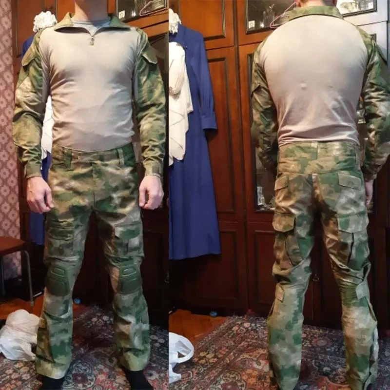 Multicam Camouflage Militärische Taktische Hosen Armee Tragen-beständig Wandern Hose Paintball Kampf Hose Mit Knie Pads Jagd Kleidung