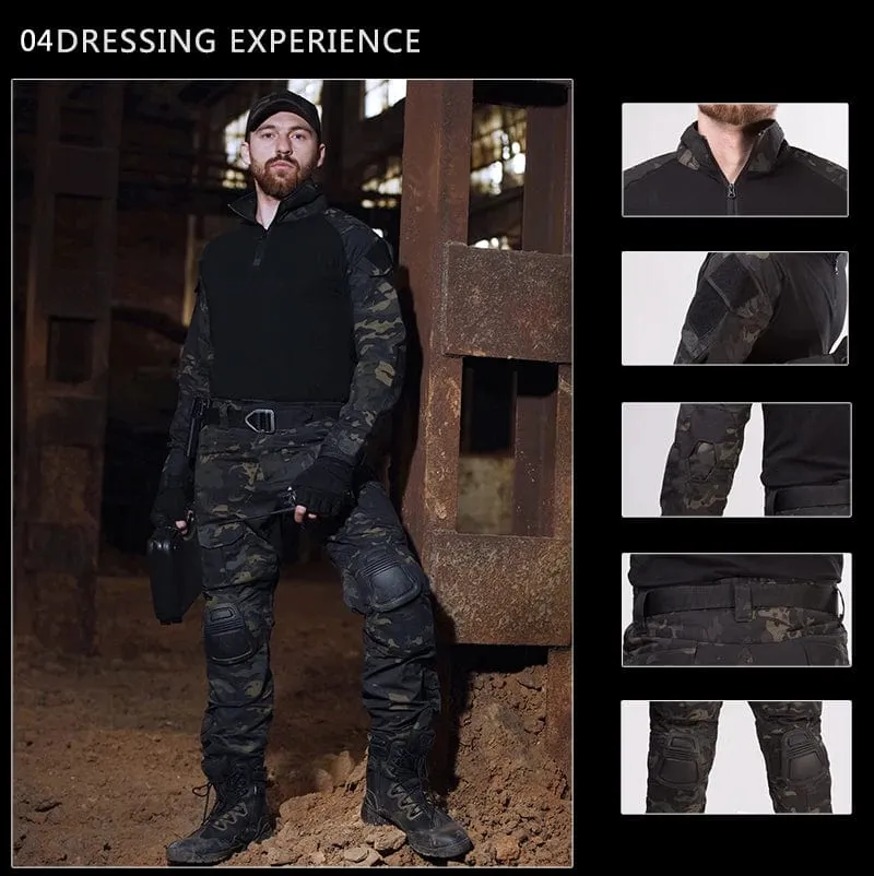Multicam Camouflage Militärische Taktische Hosen Armee Tragen-beständig Wandern Hose Paintball Kampf Hose Mit Knie Pads Jagd Kleidung
