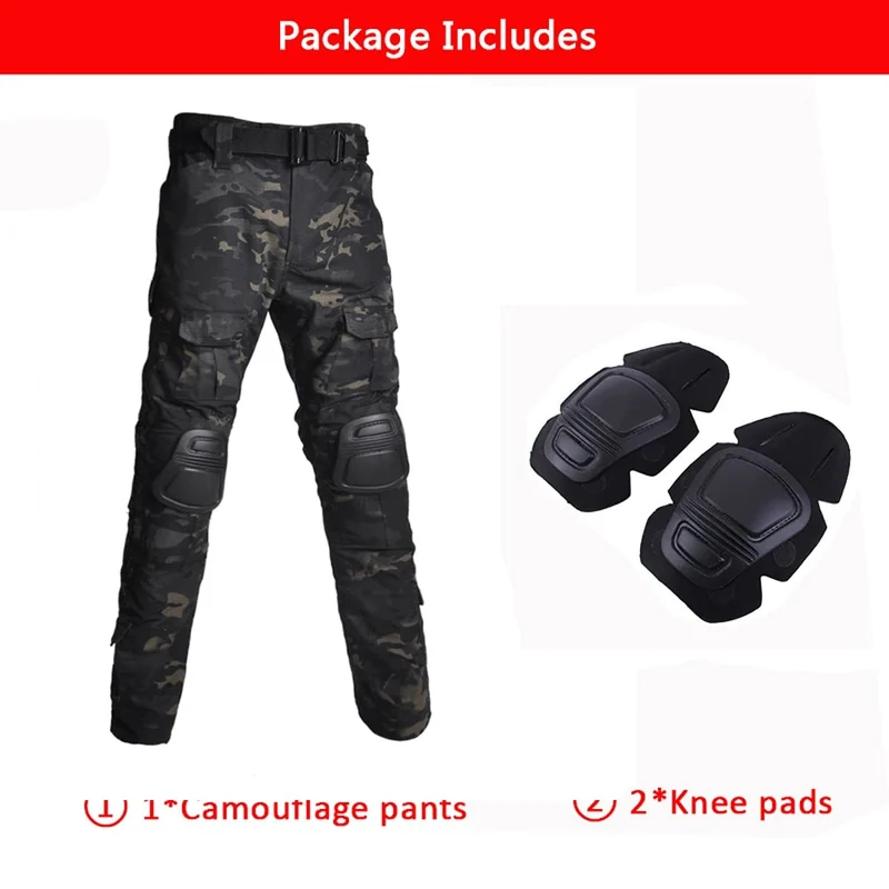 Multicam Camouflage Militärische Taktische Hosen Armee Tragen-beständig Wandern Hose Paintball Kampf Hose Mit Knie Pads Jagd Kleidung