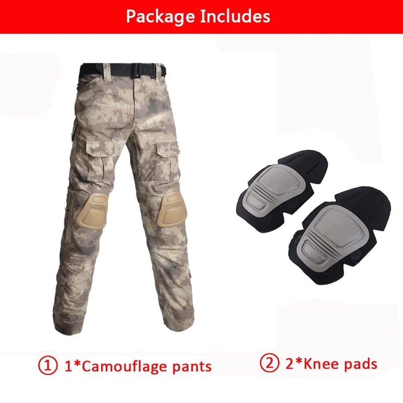Multicam Camouflage Militärische Taktische Hosen Armee Tragen-beständig Wandern Hose Paintball Kampf Hose Mit Knie Pads Jagd Kleidung