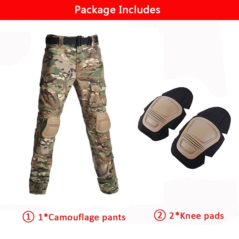 Multicam Camouflage Militärische Taktische Hosen Armee Tragen-beständig Wandern Hose Paintball Kampf Hose Mit Knie Pads Jagd Kleidung