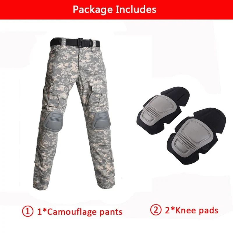 Multicam Camouflage Militärische Taktische Hosen Armee Tragen-beständig Wandern Hose Paintball Kampf Hose Mit Knie Pads Jagd Kleidung