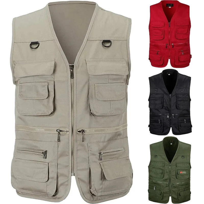 Sommer Männer Taktische Wandern Angeln Weste Multi-tasche Fotograf Weste Outdoor Freizeit Männlichen Dünne Cargo Jacke Westen S-6XL