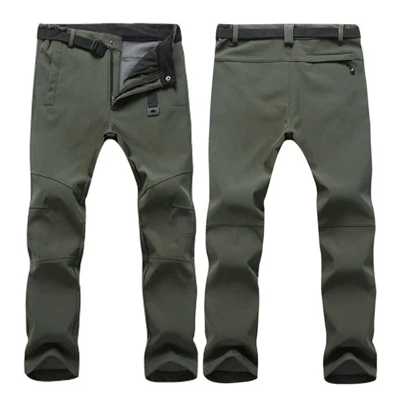 TRVLWEGO Warme Winter Herren Softshellhose Reise Wasserdichte Outdoor Camping & Wanderhose Fleece Winddichte Skihose