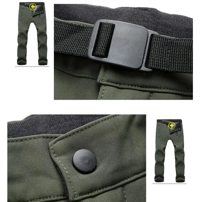 TRVLWEGO Warme Winter Herren Softshellhose Reise Wasserdichte Outdoor Camping & Wanderhose Fleece Winddichte Skihose