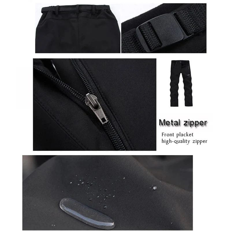 TRVLWEGO Warme Winter Herren Softshellhose Reise Wasserdichte Outdoor Camping & Wanderhose Fleece Winddichte Skihose