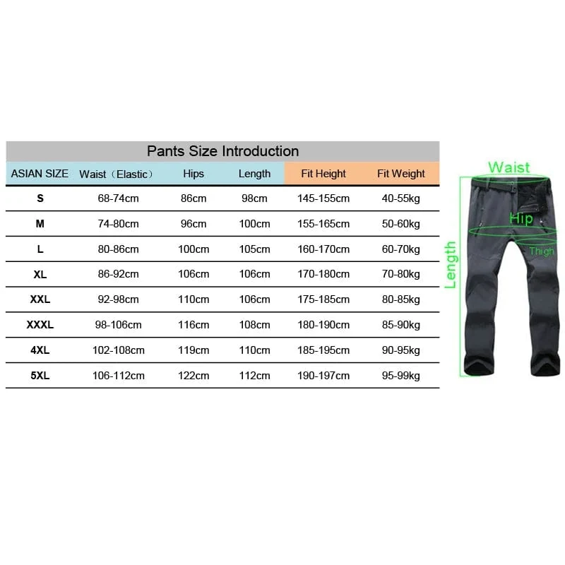 TRVLWEGO Warme Winter Herren Softshellhose Reise Wasserdichte Outdoor Camping & Wanderhose Fleece Winddichte Skihose