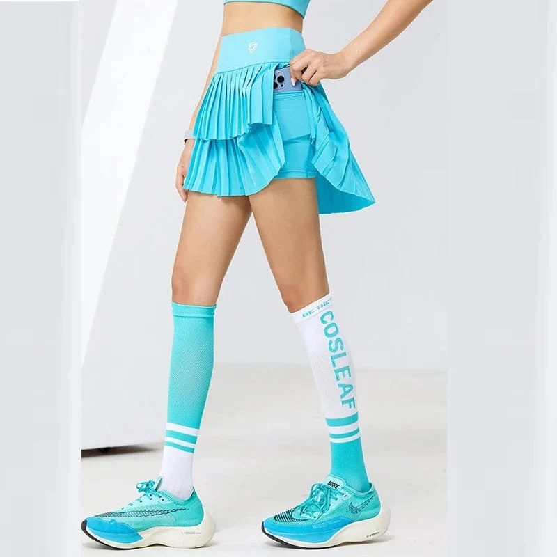 2024 Damen Hohe Taille Doppellagiger Faltenrock Sport Golf Tennis Röcke Gym Fitness Running Yoga Athletisch Workout Skort