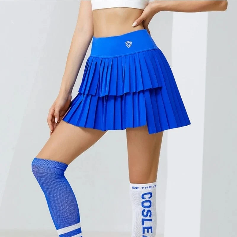 Frauen Hohe Taille Doppel Schicht Plissee Rock Sport Golf Tennis Röcke Gym Fitness Yoga Weiche Kurze Sportliche Workout Skort