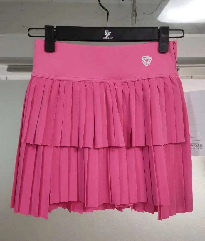 Frauen Hohe Taille Doppel Schicht Plissee Rock Sport Golf Tennis Röcke Gym Fitness Yoga Weiche Kurze Sportliche Workout Skort