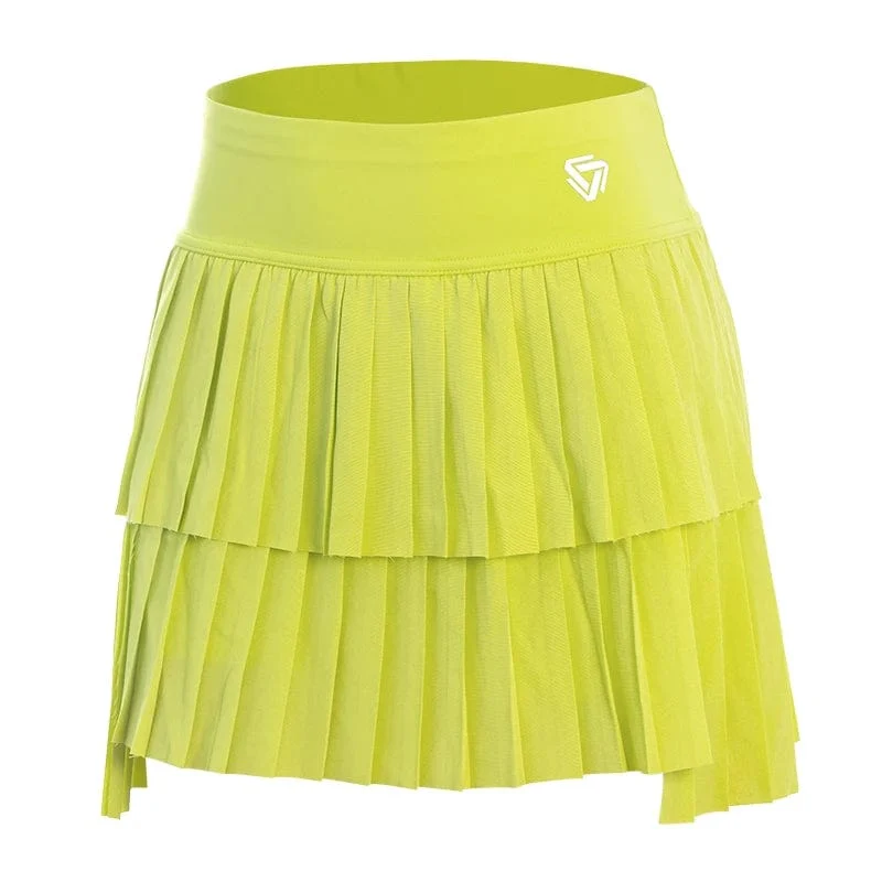 Frauen Hohe Taille Doppel Schicht Plissee Rock Sport Golf Tennis Röcke Gym Fitness Yoga Weiche Kurze Sportliche Workout Skort