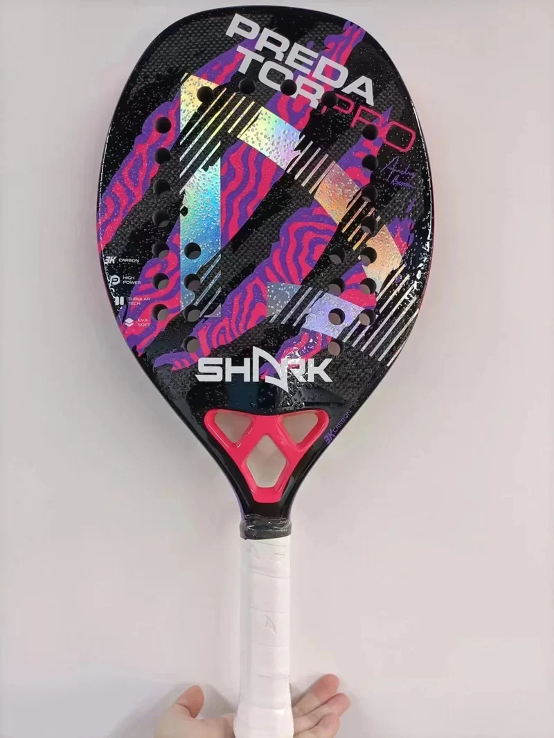 Strand-Tennisschläger, 3K Vollcarbon, Zwischenschicht aus EVA-Schaum mit rauer Oberfläche, Öffnung oder Loch in einem Utensil, Outdoor-Sportschläger