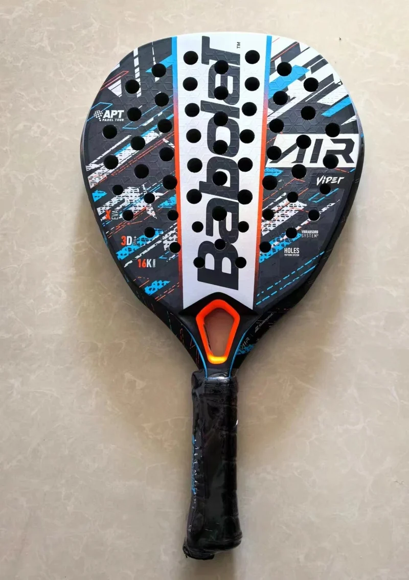 Strand-Tennisschläger, 3K Vollcarbon, Zwischenschicht aus EVA-Schaum mit rauer Oberfläche, Öffnung oder Loch in einem Utensil, Outdoor-Sportschläger