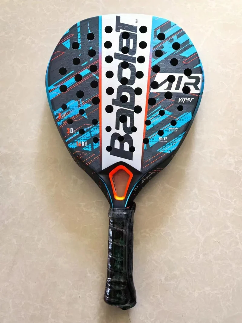 Strand-Tennisschläger, 3K Vollcarbon, Zwischenschicht aus EVA-Schaum mit rauer Oberfläche, Öffnung oder Loch in einem Utensil, Outdoor-Sportschläger