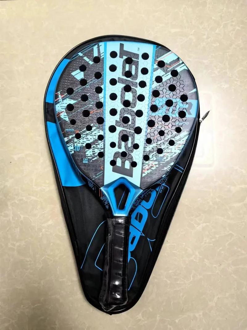 Strand-Tennisschläger, 3K Vollcarbon, Zwischenschicht aus EVA-Schaum mit rauer Oberfläche, Öffnung oder Loch in einem Utensil, Outdoor-Sportschläger
