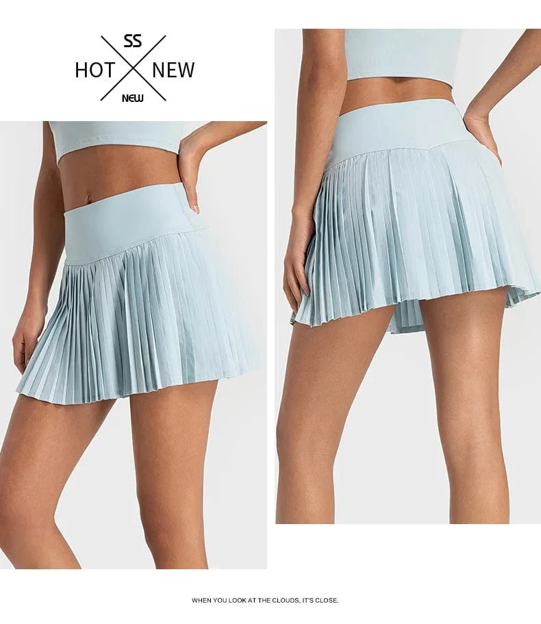 Damen Sport Tennis Röcke Hohe Taille Strumpfhosen Yoga Tennis Shorts Kleid Mit Taschen Plissee Tasche Rock Anti-Auspuff Schnell Trocknend