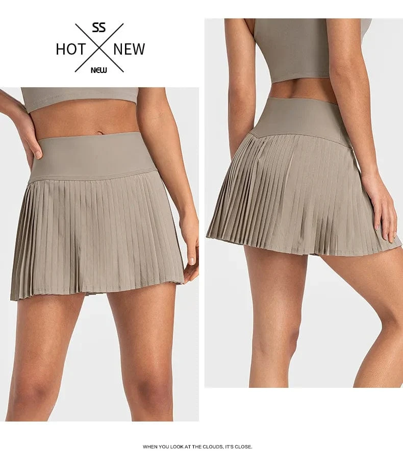 Damen Sport Tennis Röcke Hohe Taille Strumpfhosen Yoga Tennis Shorts Kleid Mit Taschen Plissee Tasche Rock Anti-Auspuff Schnell Trocknend