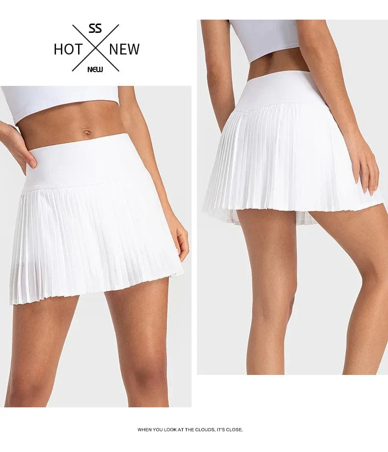 Damen Sport Tennis Röcke Hohe Taille Strumpfhosen Yoga Tennis Shorts Kleid Mit Taschen Plissee Tasche Rock Anti-Auspuff Schnell Trocknend