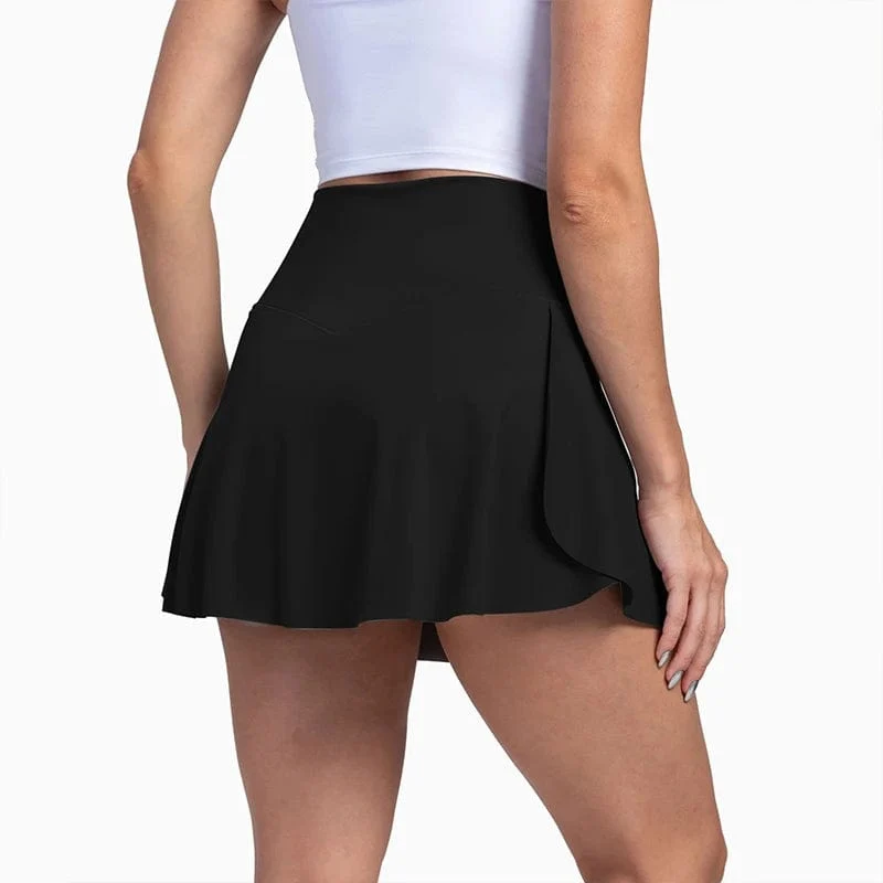 Plissierter Tennisrock für Damen mit Taschen, Shorts, Sportröcke, Crossover, hoch tailliert, sportlicher Golf-Skort, Workout-Sportröcke