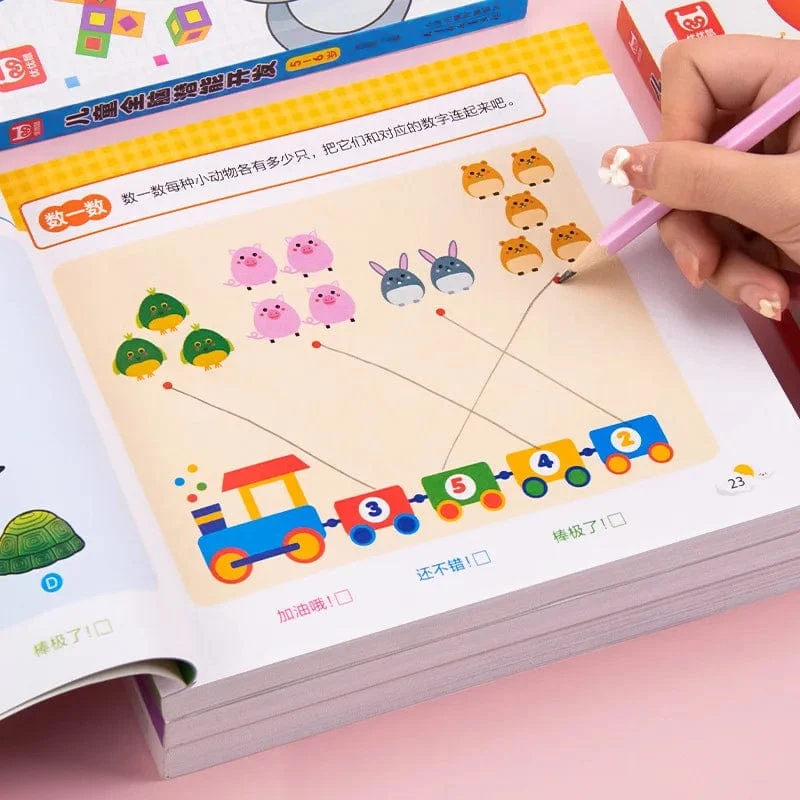 Mathematikbuch für Kinder im Alter von 2–6 Jahren, Tiere, Zeichnen, Malen, Stiftkontrolle, Training des Kindergehirns, Frühbildungsbuch für Kinder, 192 Seiten