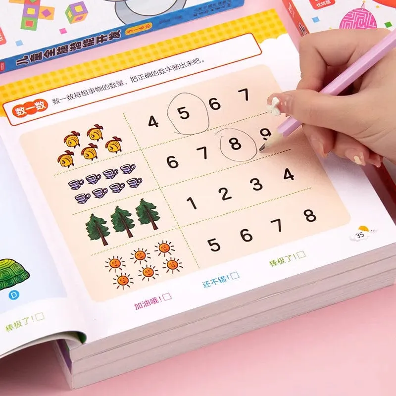Mathematikbuch für Kinder im Alter von 2–6 Jahren, Tiere, Zeichnen, Malen, Stiftkontrolle, Training des Kindergehirns, Frühbildungsbuch für Kinder, 192 Seiten