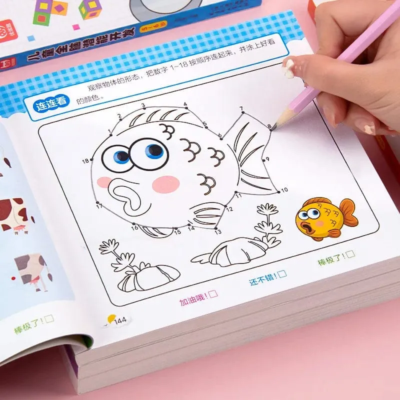 Mathematikbuch für Kinder im Alter von 2–6 Jahren, Tiere, Zeichnen, Malen, Stiftkontrolle, Training des Kindergehirns, Frühbildungsbuch für Kinder, 192 Seiten