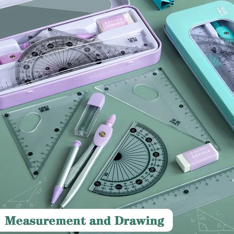 7 Teile/los Lineal Set Kawaii Geometrische Zeichnung Radiergummi Kit Zurück Zu Schule Mathematik Kompass Set Büro Schule Liefert 2022 Schreibwaren
