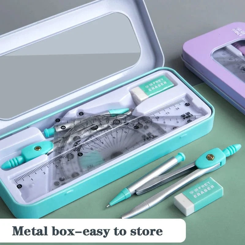 7 Teile/los Lineal Set Kawaii Geometrische Zeichnung Radiergummi Kit Zurück Zu Schule Mathematik Kompass Set Büro Schule Liefert 2022 Schreibwaren