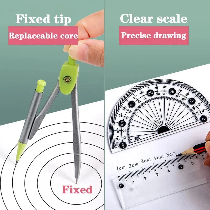 7 Teile/los Lineal Set Kawaii Geometrische Zeichnung Radiergummi Kit Zurück Zu Schule Mathematik Kompass Set Büro Schule Liefert 2022 Schreibwaren