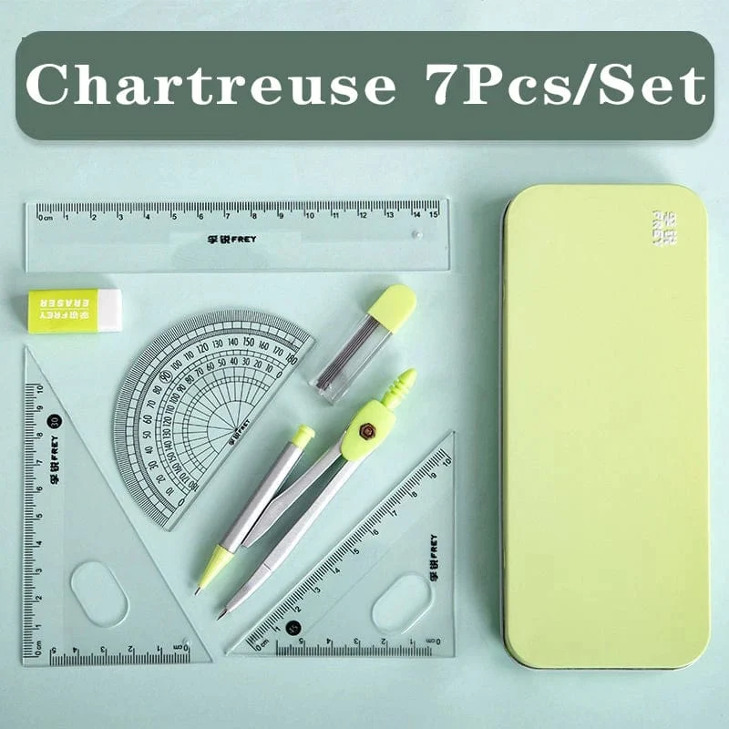 7 Teile/los Lineal Set Kawaii Geometrische Zeichnung Radiergummi Kit Zurück Zu Schule Mathematik Kompass Set Büro Schule Liefert 2022 Schreibwaren