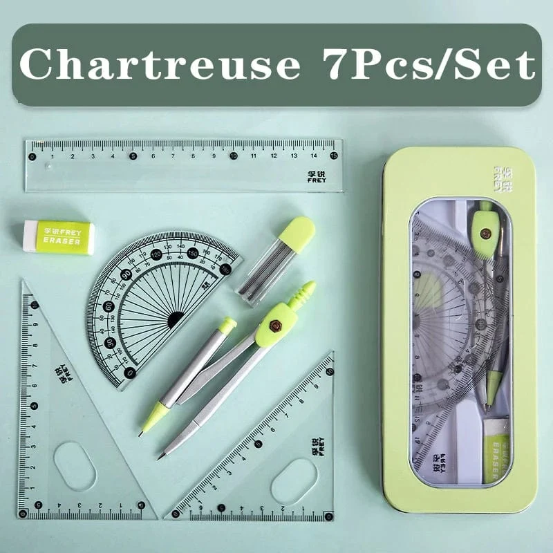 7 Teile/los Lineal Set Kawaii Geometrische Zeichnung Radiergummi Kit Zurück Zu Schule Mathematik Kompass Set Büro Schule Liefert 2022 Schreibwaren