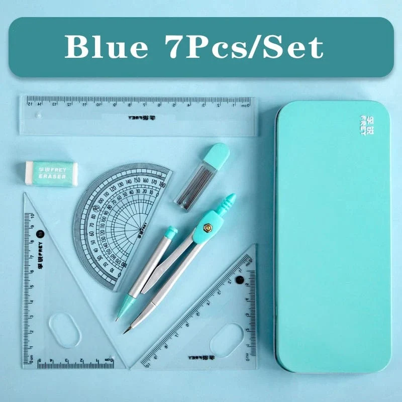 7 Teile/los Lineal Set Kawaii Geometrische Zeichnung Radiergummi Kit Zurück Zu Schule Mathematik Kompass Set Büro Schule Liefert 2022 Schreibwaren