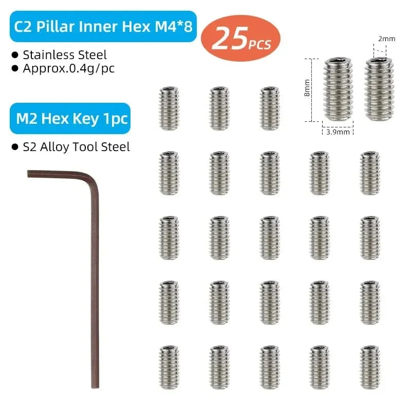 Fahrradpedalspikes, 25 Stück, rutschfeste Stahlbolzen, M4-Gewindebolzen, Stiftnägel für Fahrradpedale, Fahrradzubehör