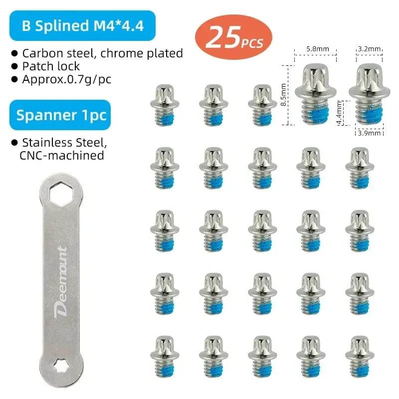 Fahrradpedalspikes, 25 Stück, rutschfeste Stahlbolzen, M4-Gewindebolzen, Stiftnägel für Fahrradpedale, Fahrradzubehör