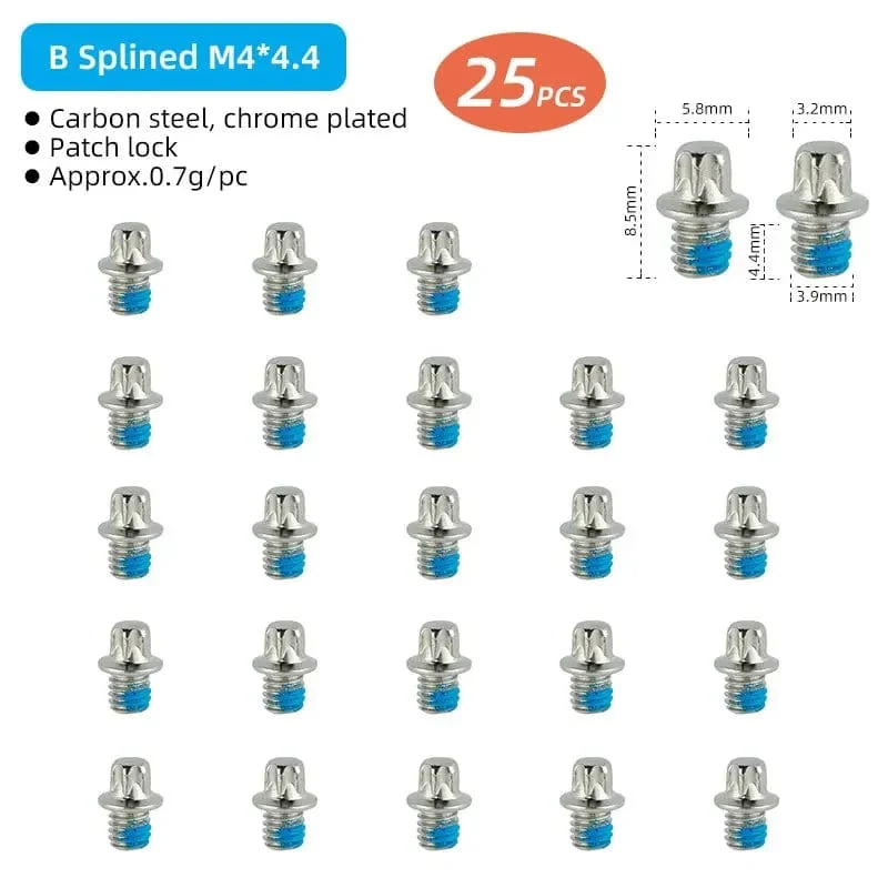 Fahrradpedalspikes, 25 Stück, rutschfeste Stahlbolzen, M4-Gewindebolzen, Stiftnägel für Fahrradpedale, Fahrradzubehör
